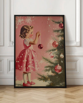 Girl With Christmas Baubles Poster - Corkframes.com