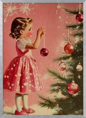 Girl With Christmas Baubles Poster - Corkframes.com