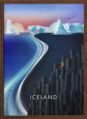 Iceland Landscape Illustration Poster (text) - Corkframes.com