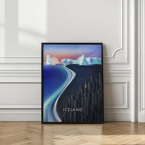 Iceland Landscape Illustration Poster (text) - Corkframes.com