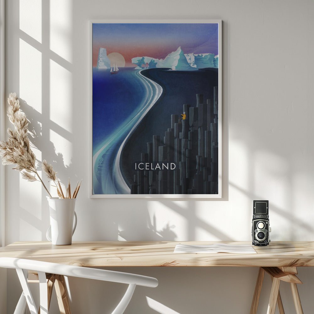 Iceland Landscape Illustration Poster (text) - Corkframes.com