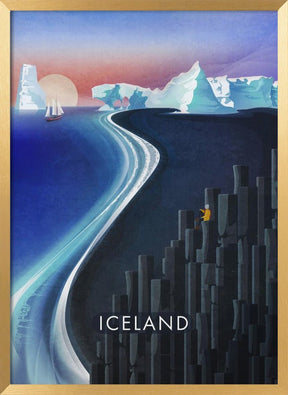 Iceland Landscape Illustration Poster (text) - Corkframes.com