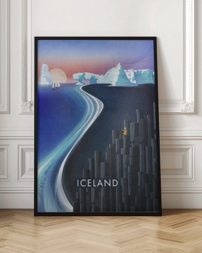 Iceland Landscape Illustration Poster (text) - Corkframes.com