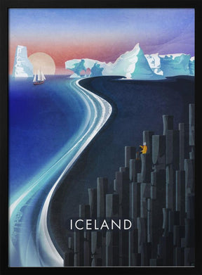 Iceland Landscape Illustration Poster (text) - Corkframes.com