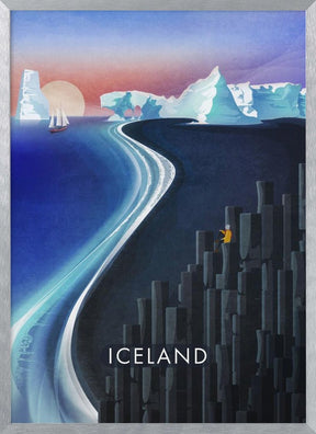 Iceland Landscape Illustration Poster (text) - Corkframes.com