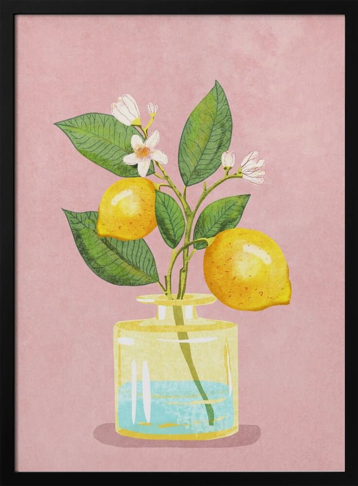 Lemon Bunch In Vase Poster - Corkframes.com