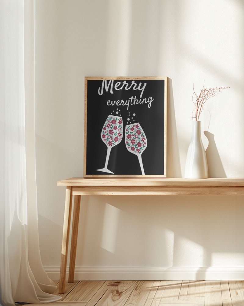 Merry Everything In Black Poster - Corkframes.com