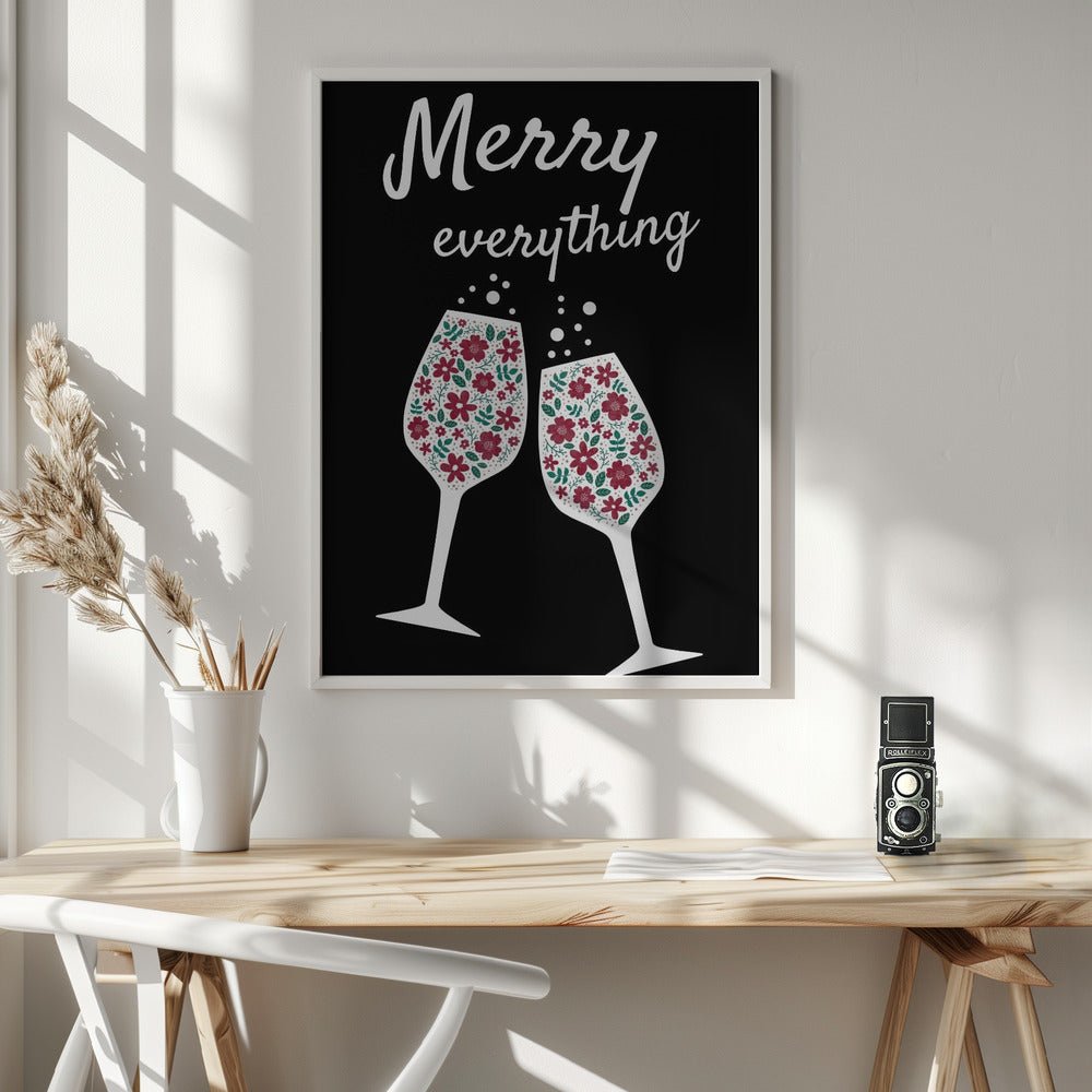 Merry Everything In Black Poster - Corkframes.com