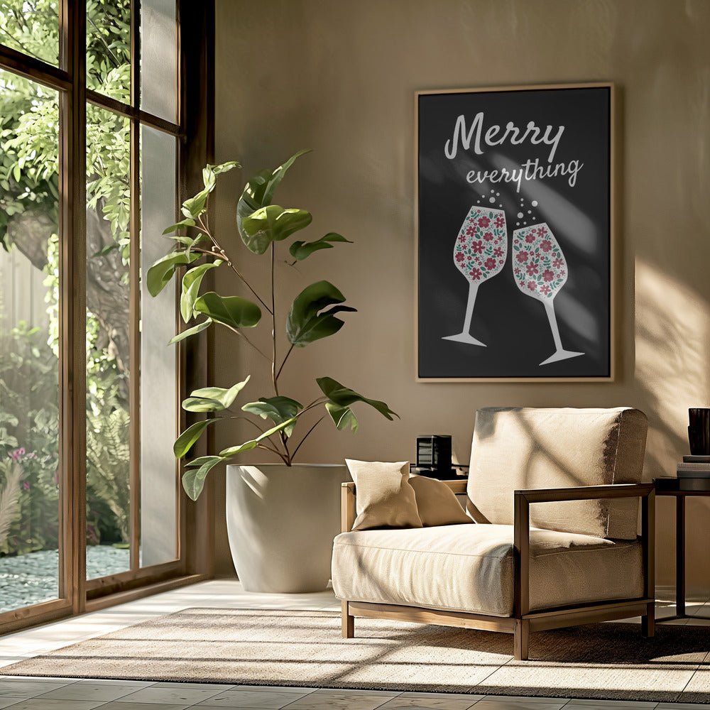 Merry Everything In Black Poster - Corkframes.com