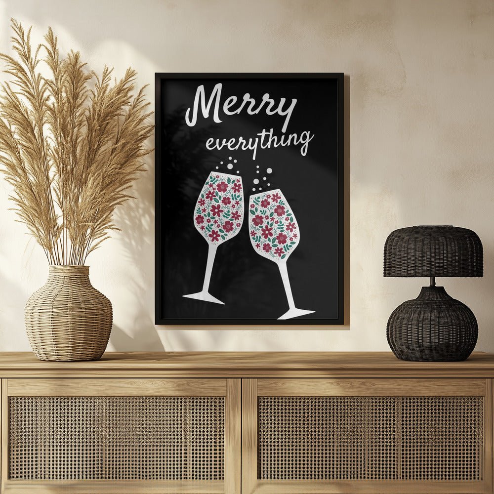 Merry Everything In Black Poster - Corkframes.com