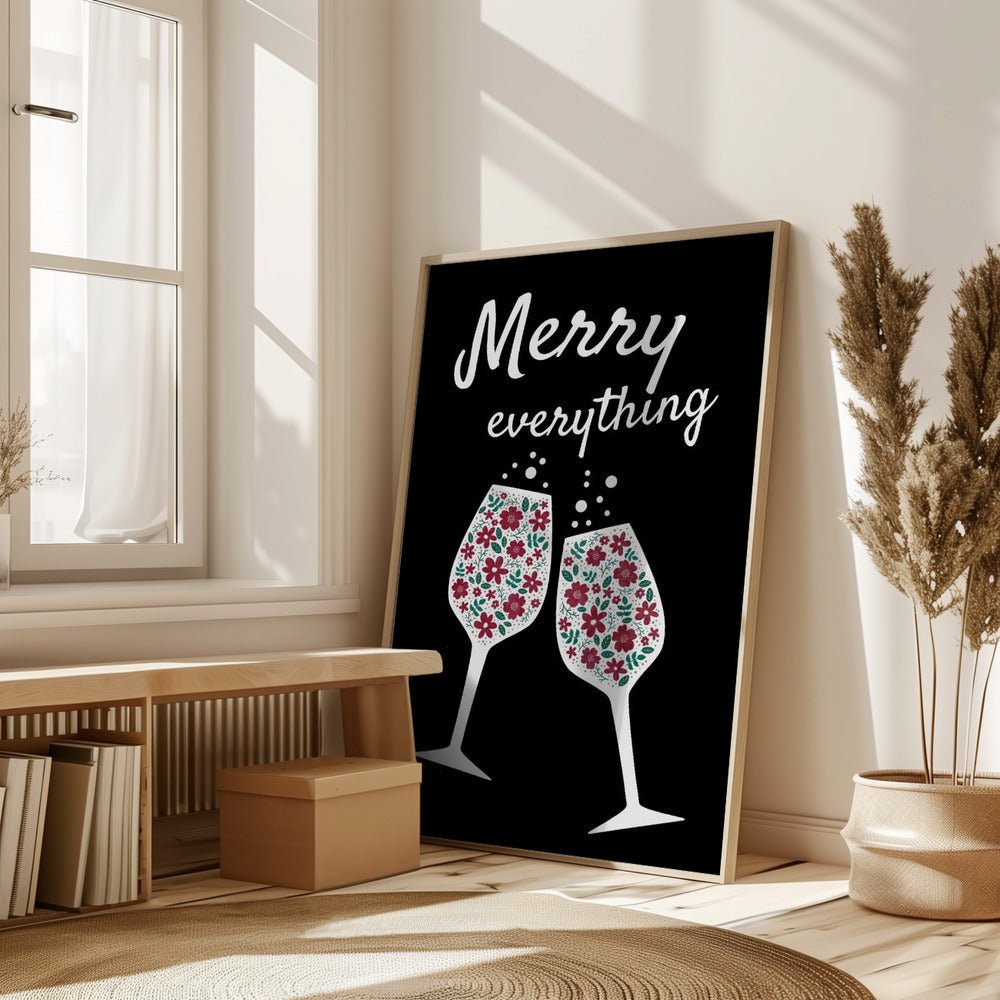 Merry Everything In Black Poster - Corkframes.com