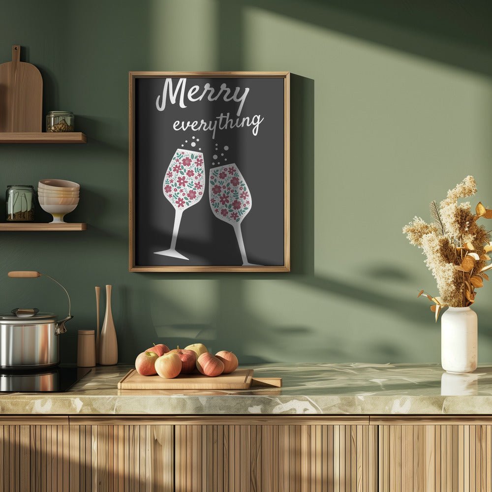 Merry Everything In Black Poster - Corkframes.com