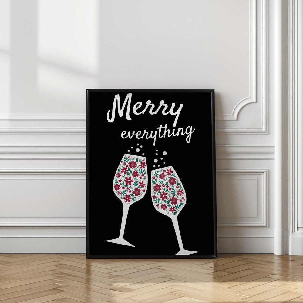 Merry Everything In Black Poster - Corkframes.com