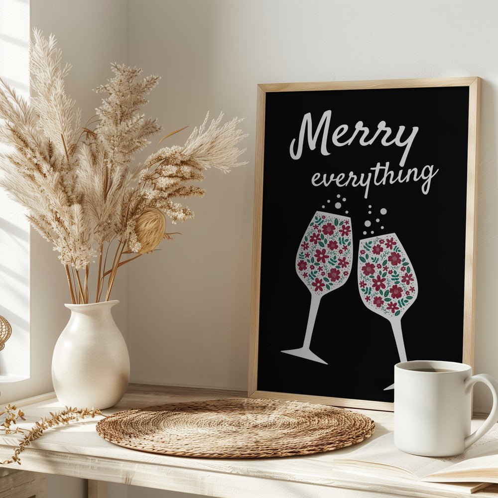 Merry Everything In Black Poster - Corkframes.com