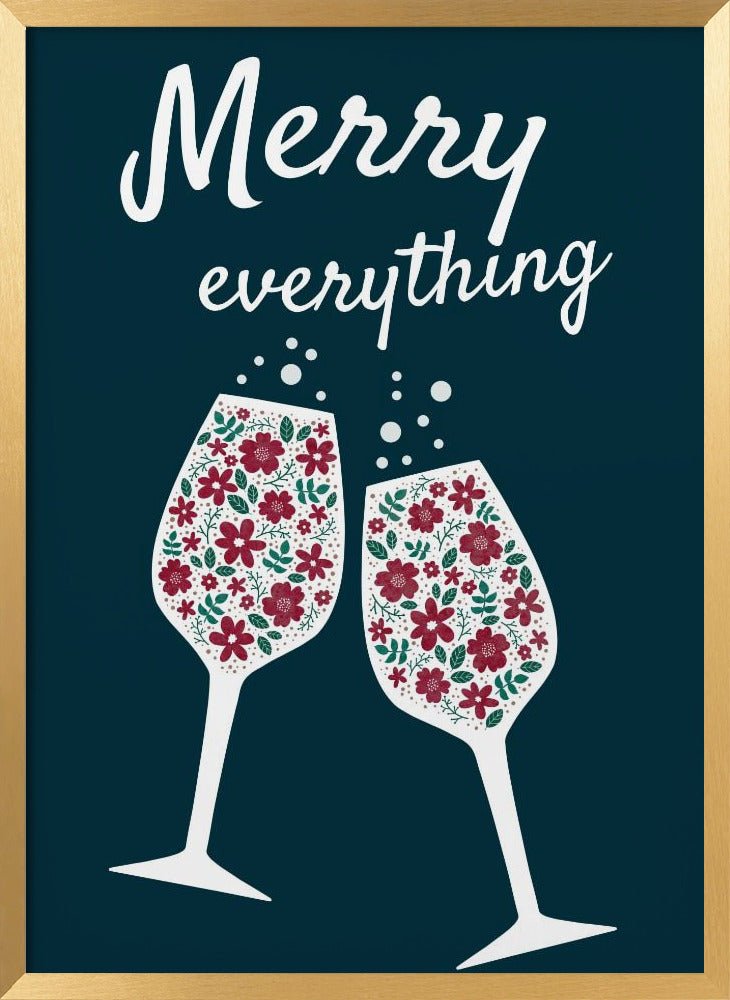 Merry Everything In Blue Poster - Corkframes.com