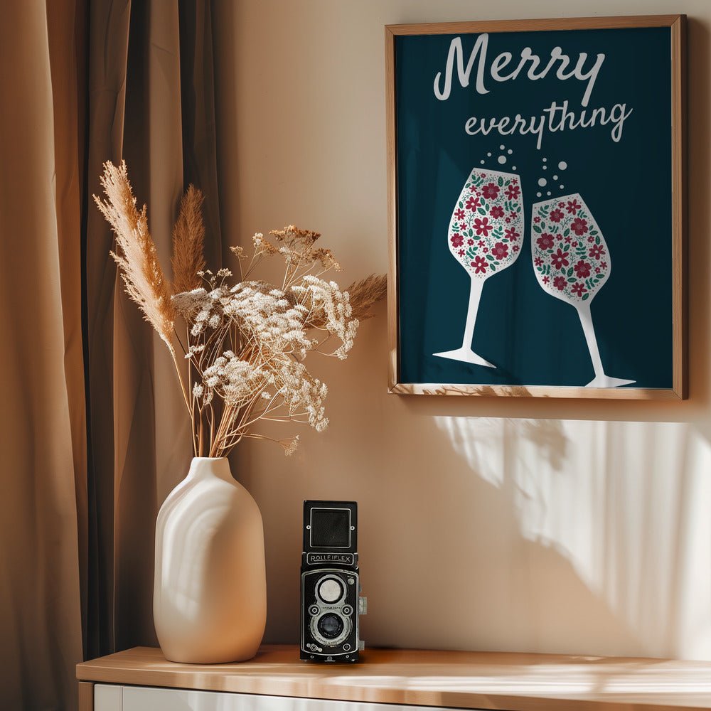 Merry Everything In Blue Poster - Corkframes.com