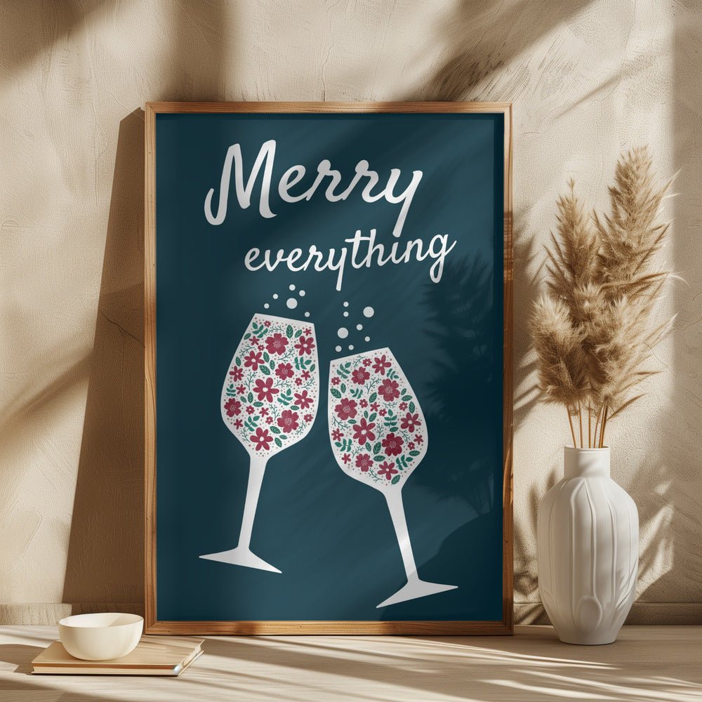 Merry Everything In Blue Poster - Corkframes.com