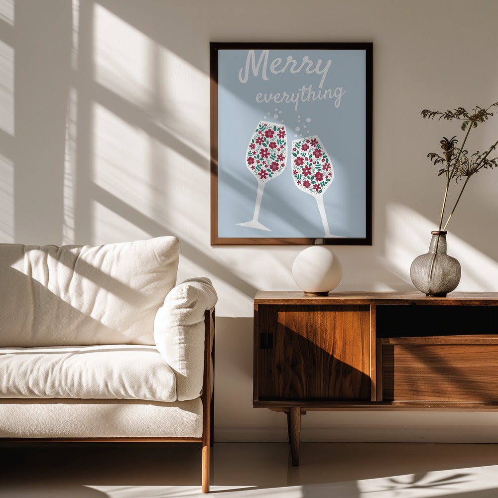 Merry Everything In Blue Poster - Corkframes.com