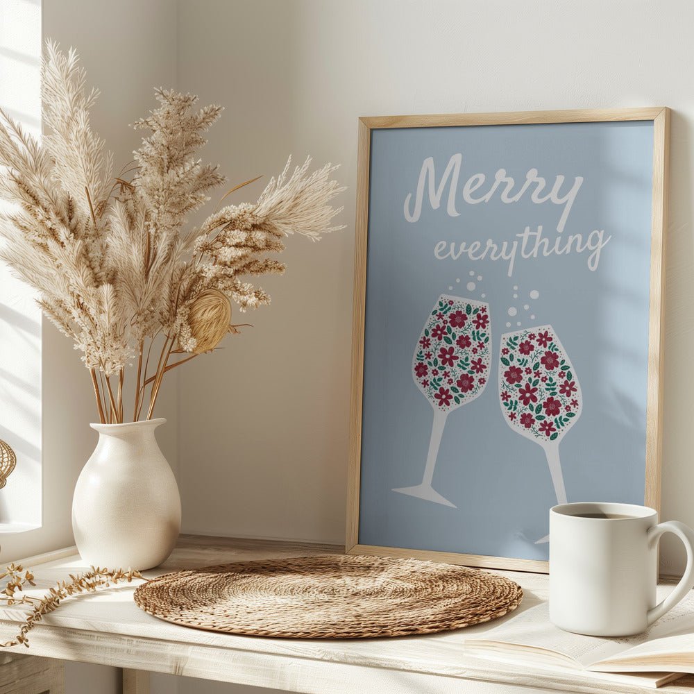 Merry Everything In Blue Poster - Corkframes.com