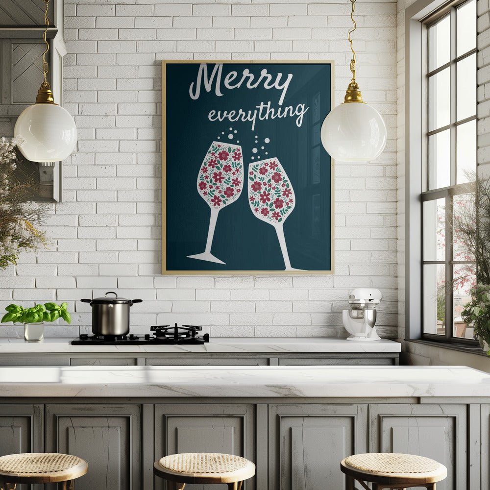 Merry Everything In Blue Poster - Corkframes.com