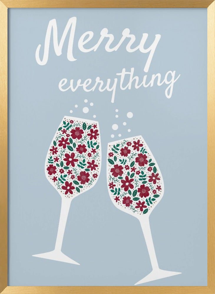 Merry Everything In Blue Poster - Corkframes.com