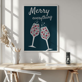 Merry Everything In Blue Poster - Corkframes.com