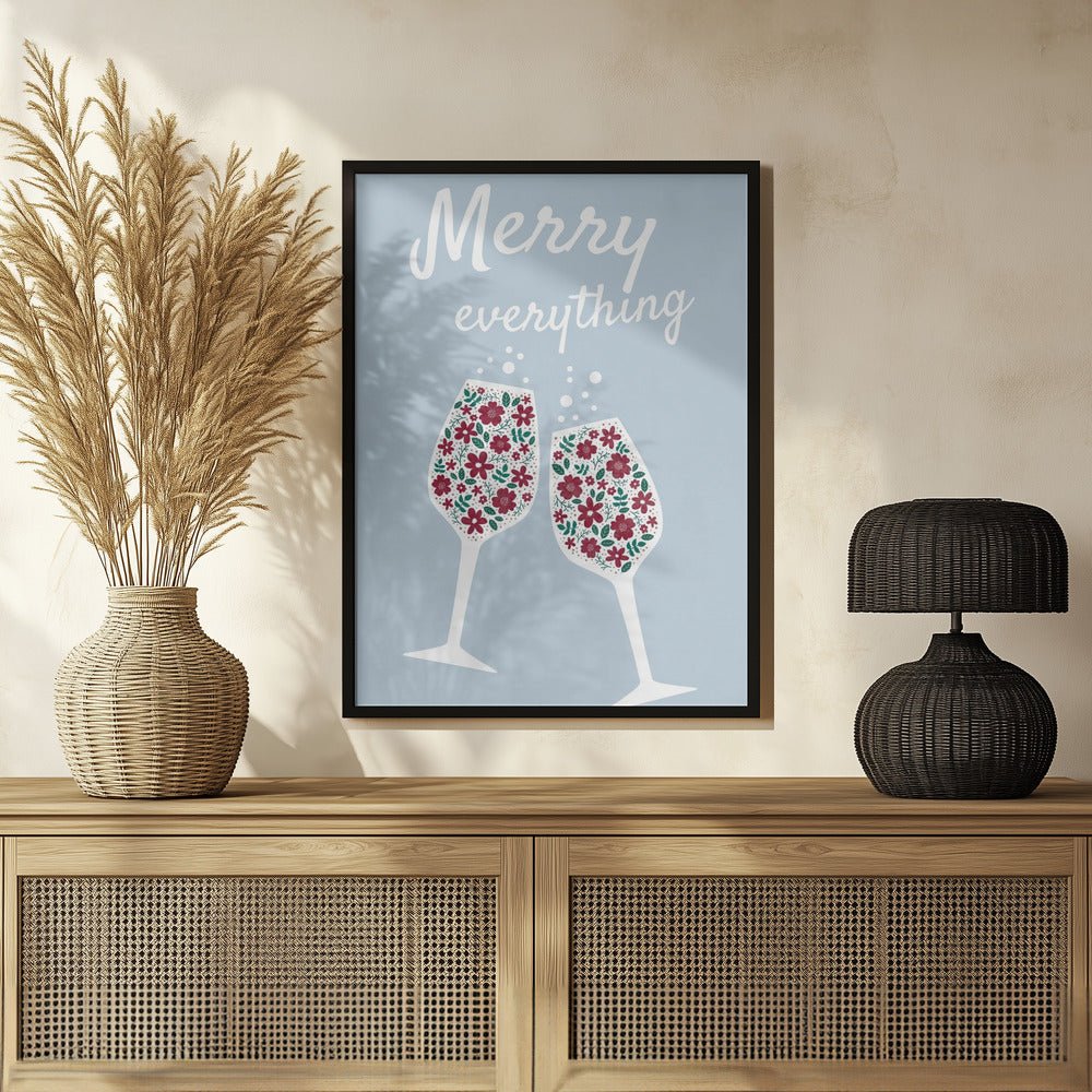 Merry Everything In Blue Poster - Corkframes.com