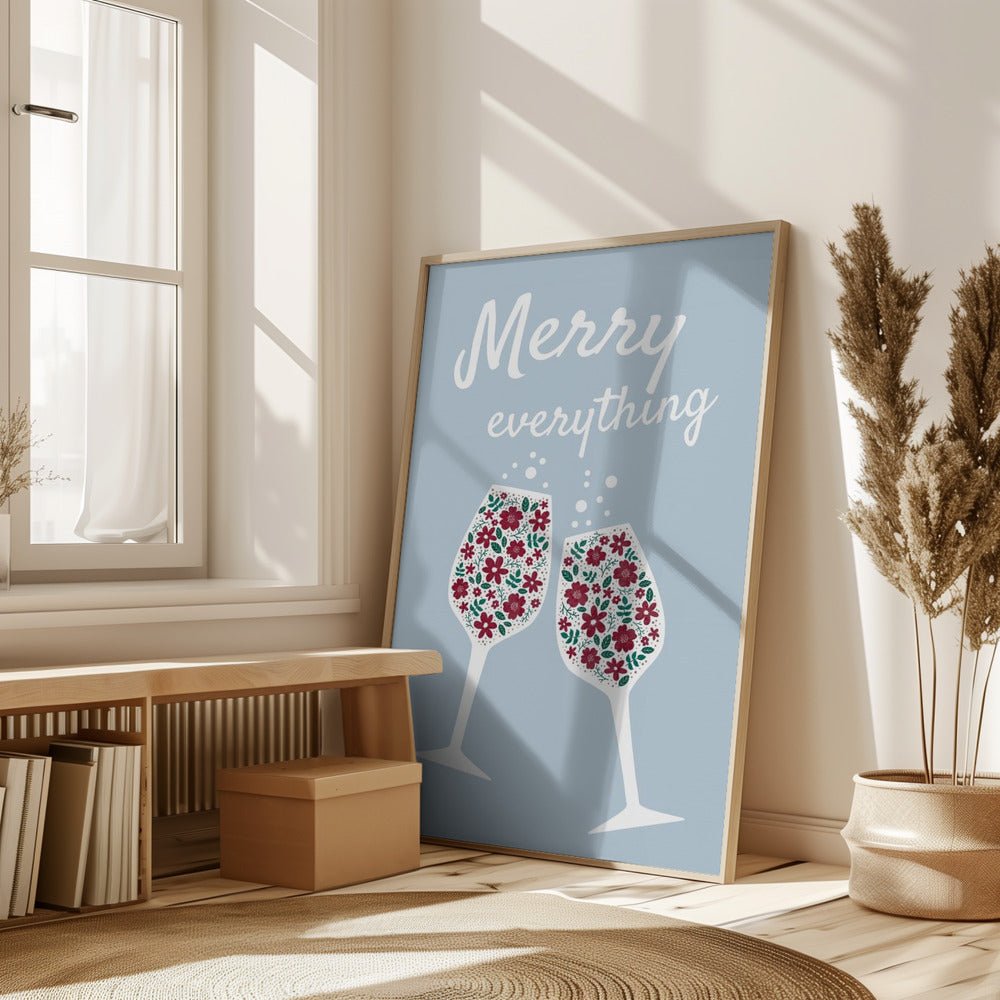 Merry Everything In Blue Poster - Corkframes.com