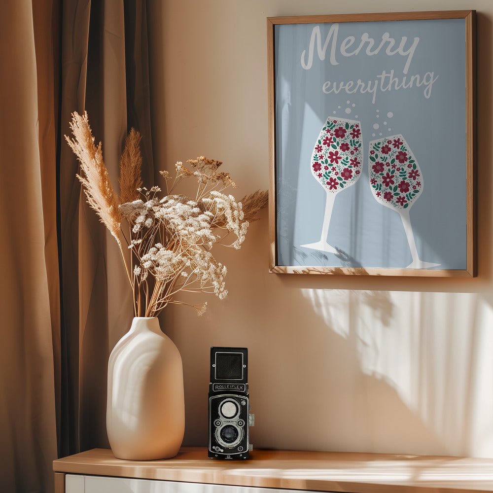 Merry Everything In Blue Poster - Corkframes.com