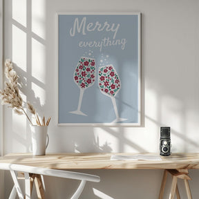 Merry Everything In Blue Poster - Corkframes.com