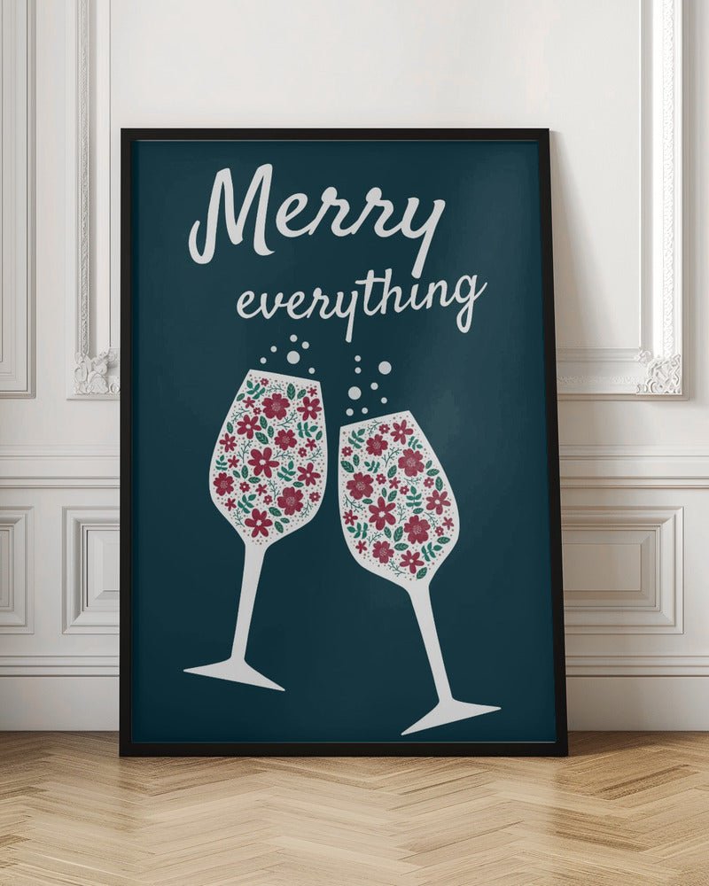 Merry Everything In Blue Poster - Corkframes.com