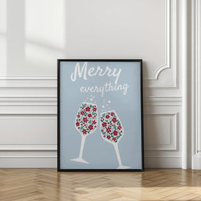 Merry Everything In Blue Poster - Corkframes.com