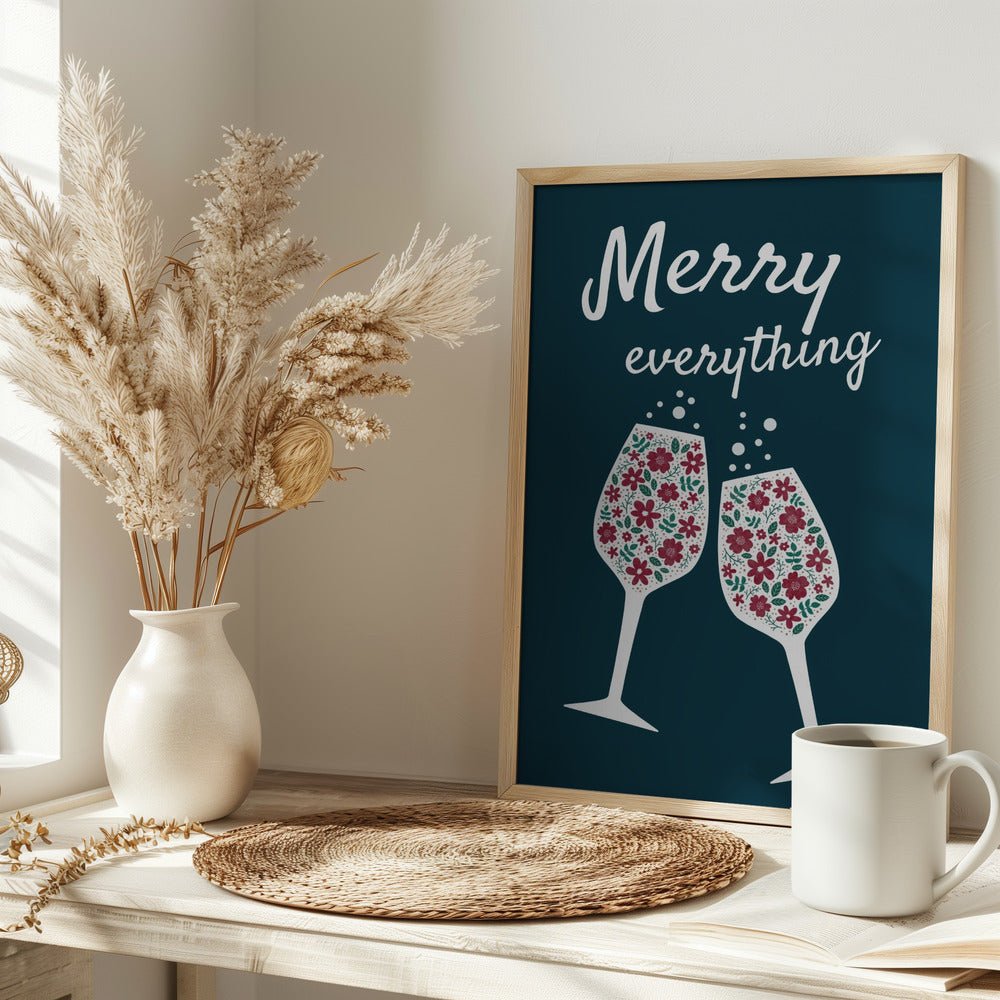 Merry Everything In Blue Poster - Corkframes.com