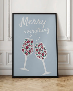 Merry Everything In Blue Poster - Corkframes.com