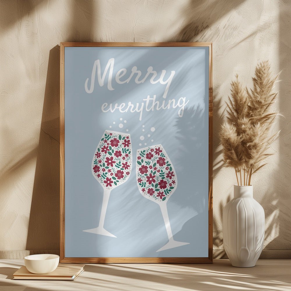 Merry Everything In Blue Poster - Corkframes.com