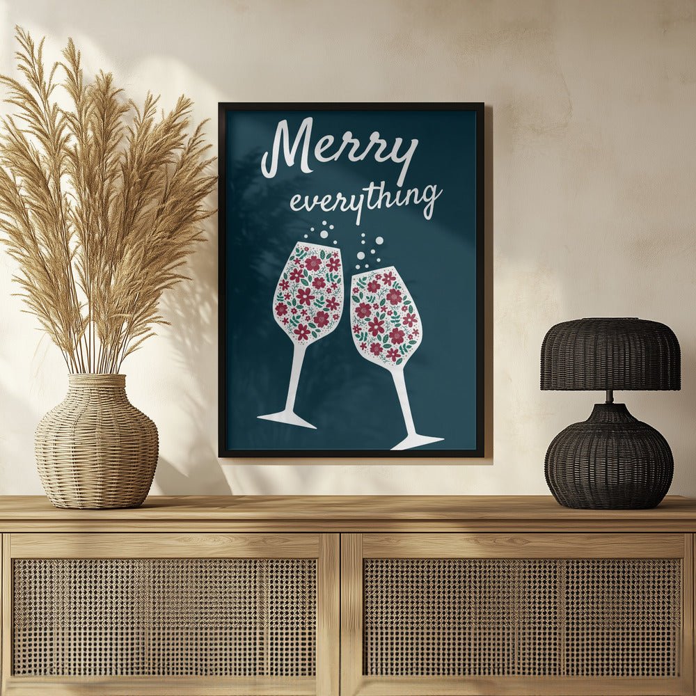 Merry Everything In Blue Poster - Corkframes.com