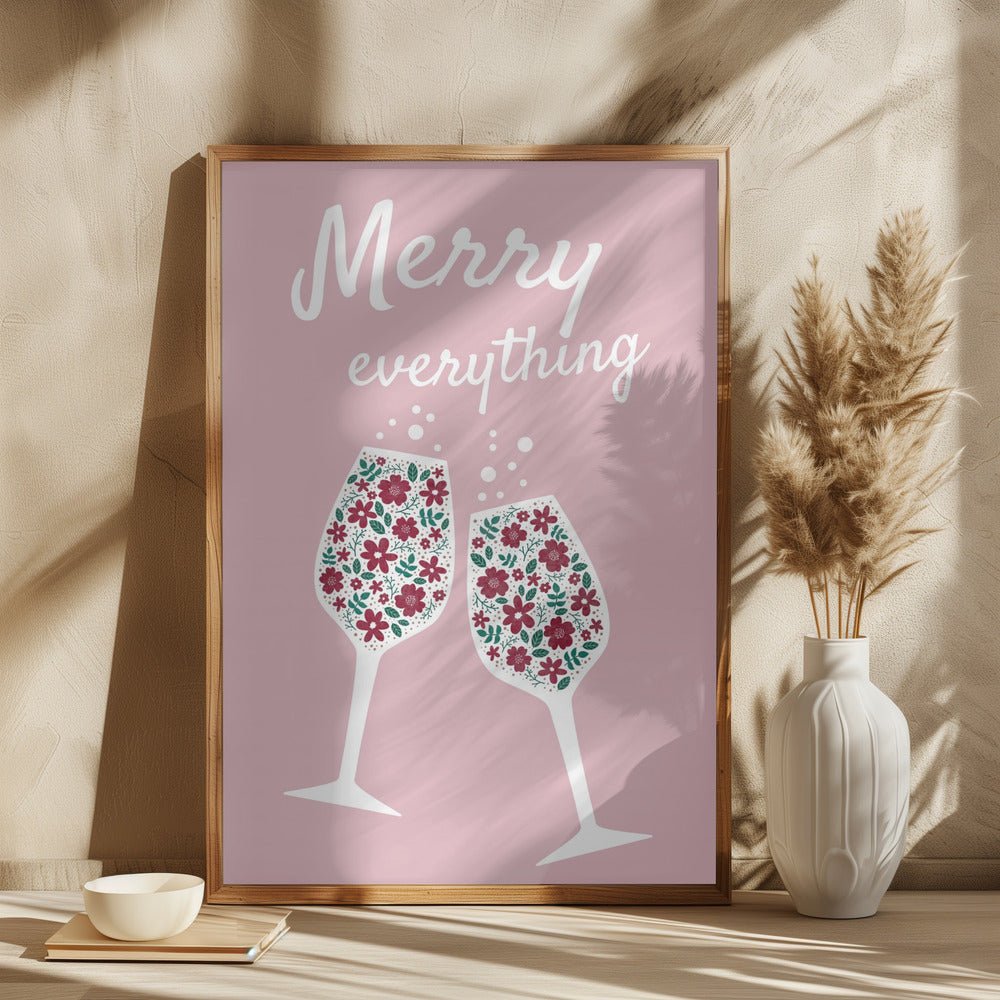 Merry Everything In Pink Poster - Corkframes.com