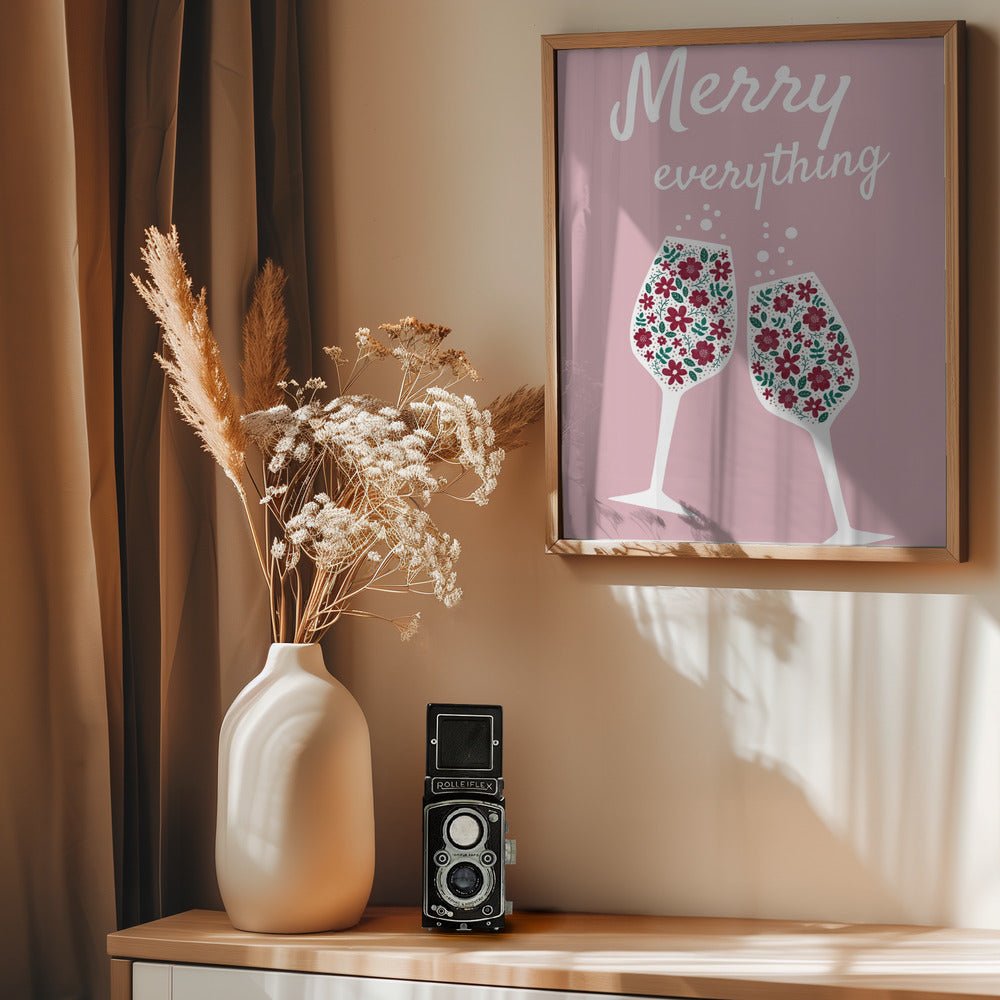 Merry Everything In Pink Poster - Corkframes.com