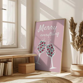 Merry Everything In Pink Poster - Corkframes.com