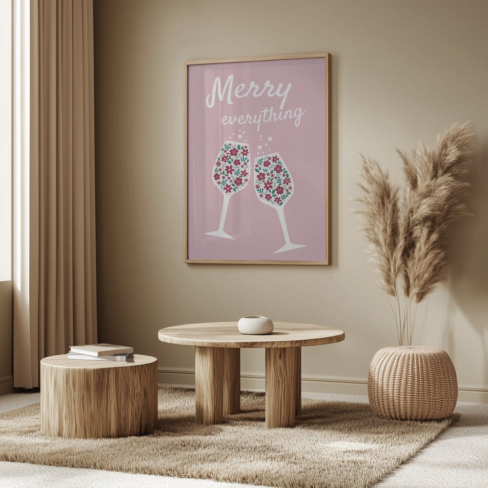 Merry Everything In Pink Poster - Corkframes.com