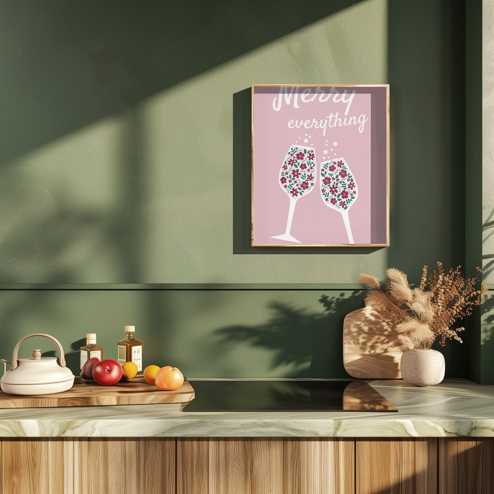 Merry Everything In Pink Poster - Corkframes.com