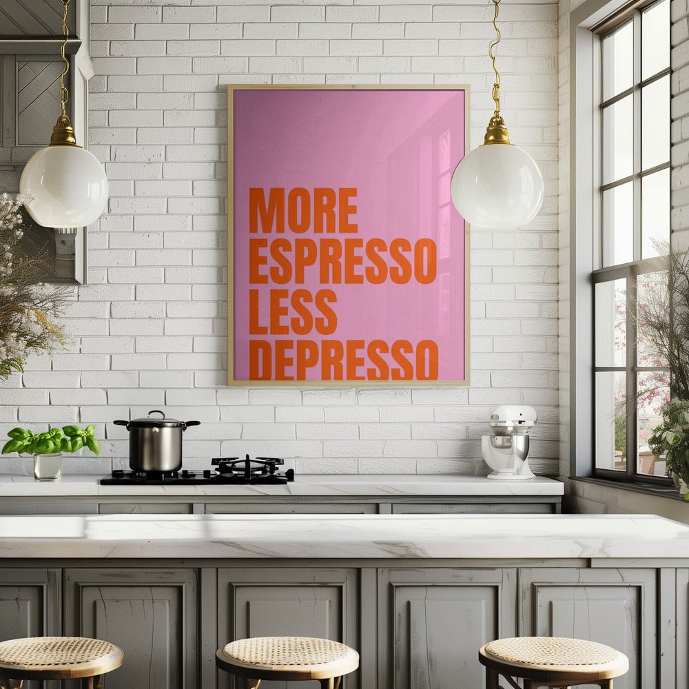 More Espresso Less Depresso Poster (pink) - Corkframes.com