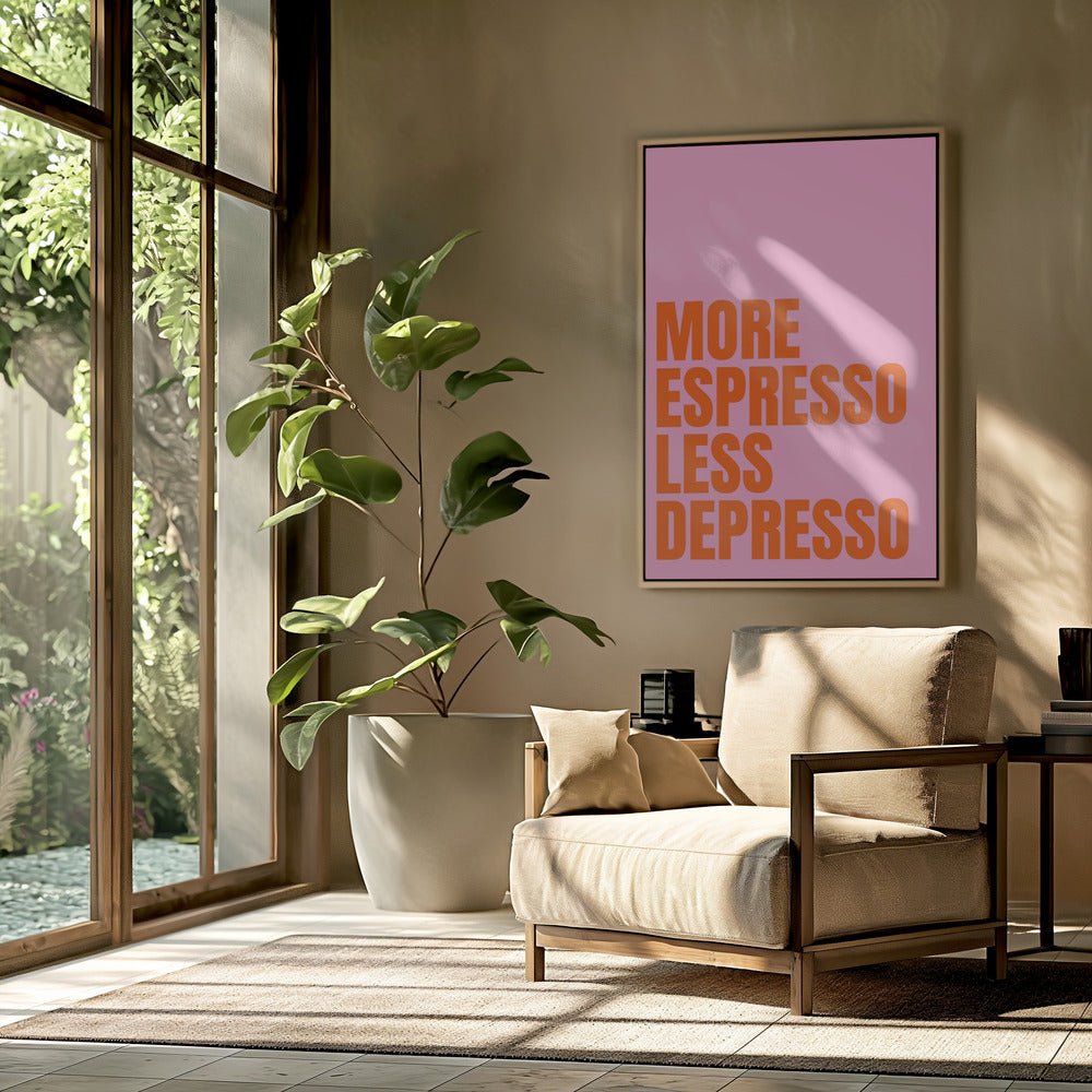 More Espresso Less Depresso Poster (pink) - Corkframes.com