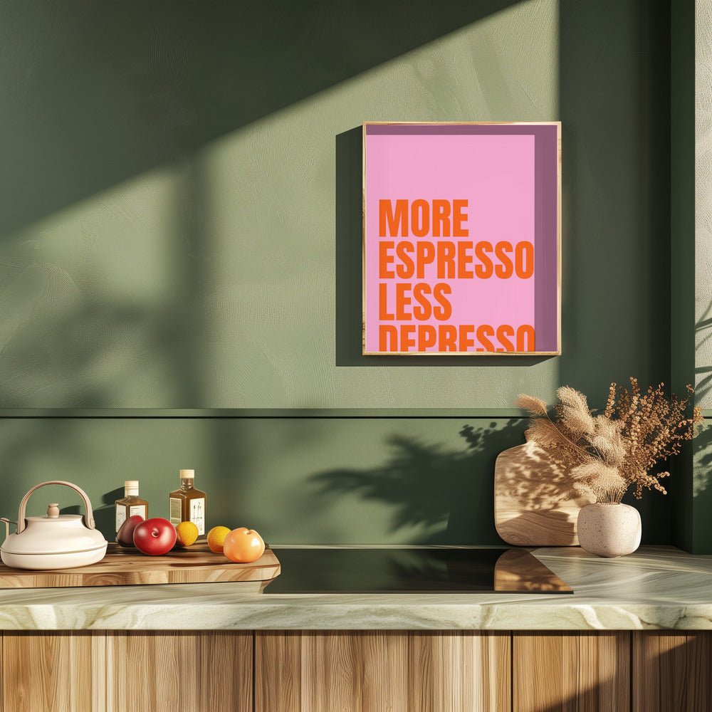 More Espresso Less Depresso Poster (pink) - Corkframes.com