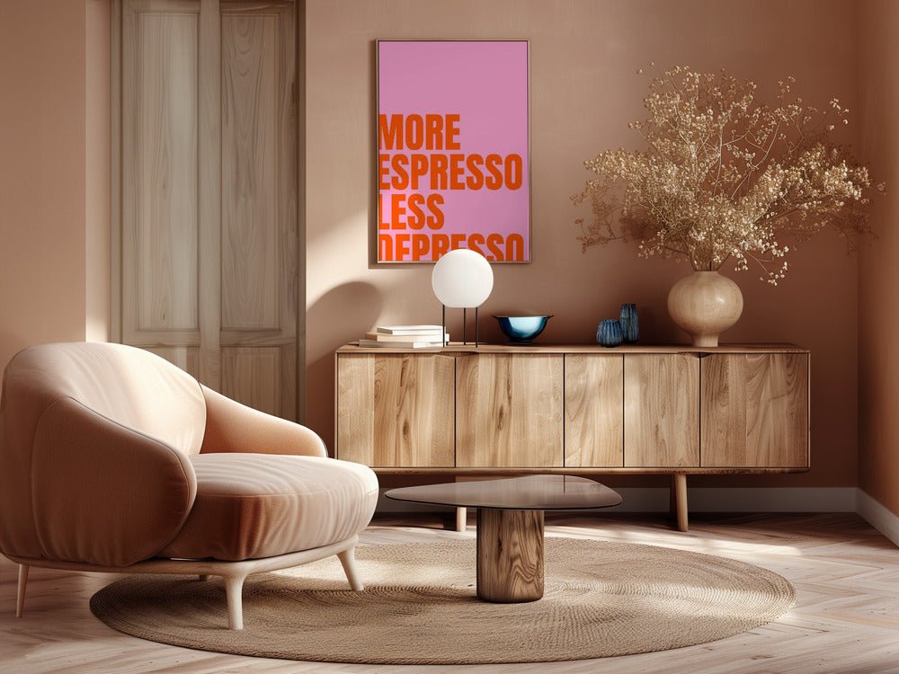 More Espresso Less Depresso Poster (pink) - Corkframes.com