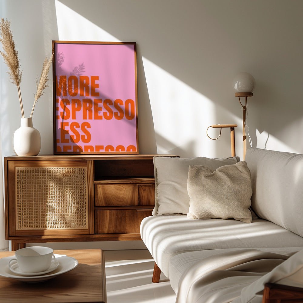 More Espresso Less Depresso Poster (pink) - Corkframes.com