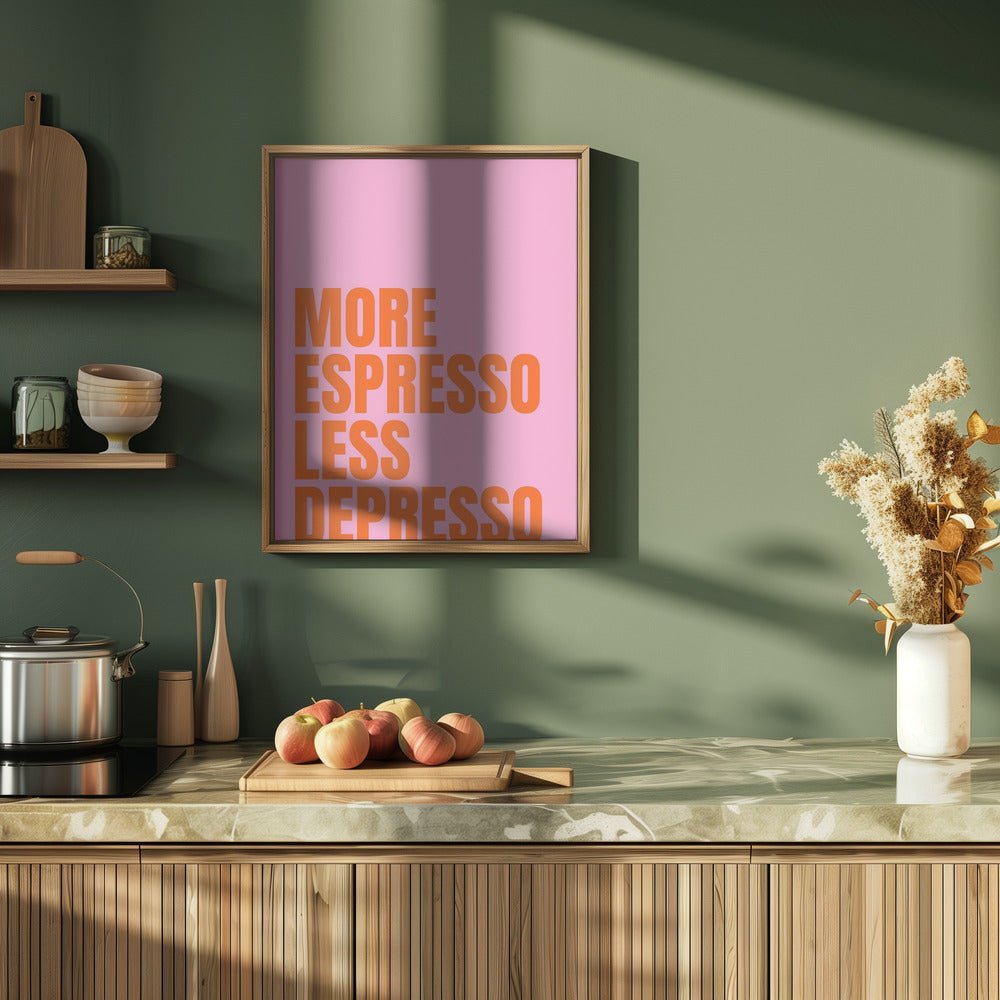 More Espresso Less Depresso Poster (pink) - Corkframes.com