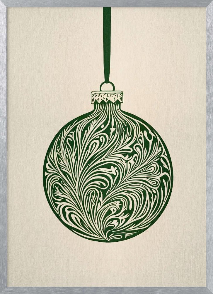 Olive Green Christmas Bauble Poster - Corkframes.com