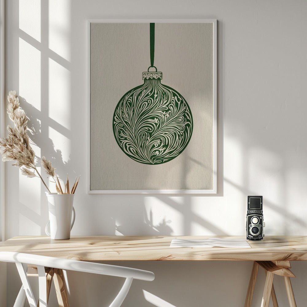 Olive Green Christmas Bauble Poster - Corkframes.com