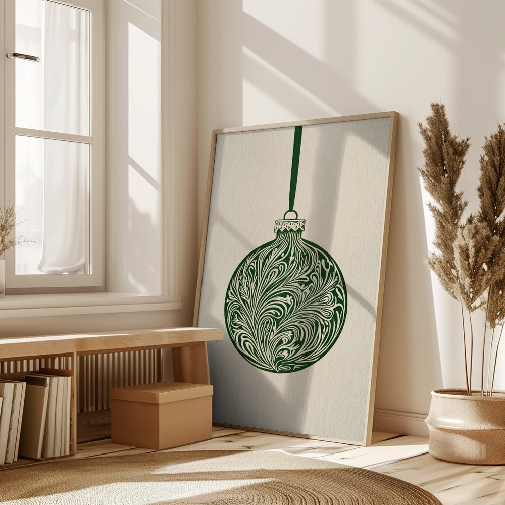 Olive Green Christmas Bauble Poster - Corkframes.com